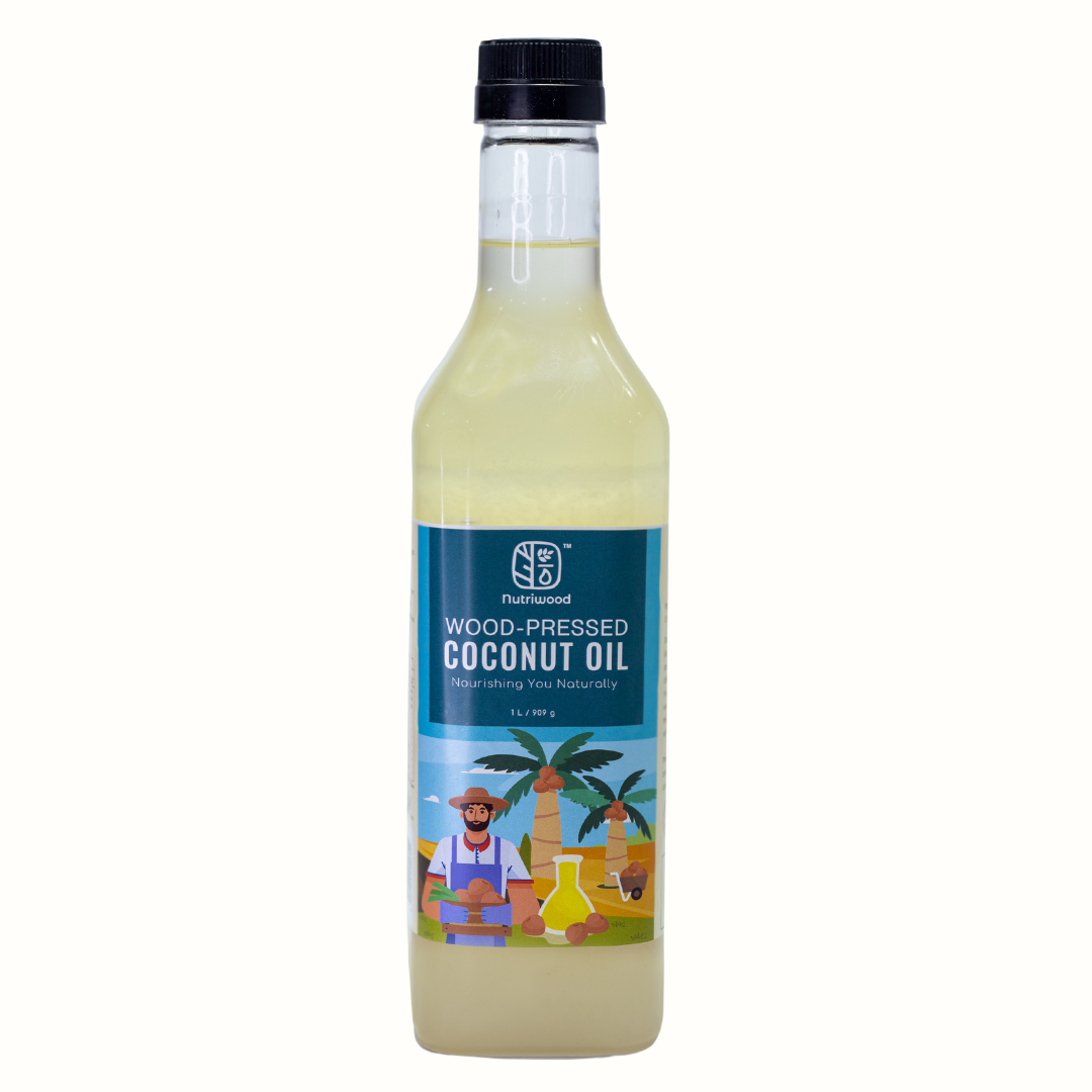 Nutriwood Cold Pressed Coconut Oil | Traditional Wood Pressed Coconut Cooking Oil | Kolhu/Kacchi Ghani/Chekku | Pure, Natural and Healthy Cold Pressed Coconut Oil for Cooking