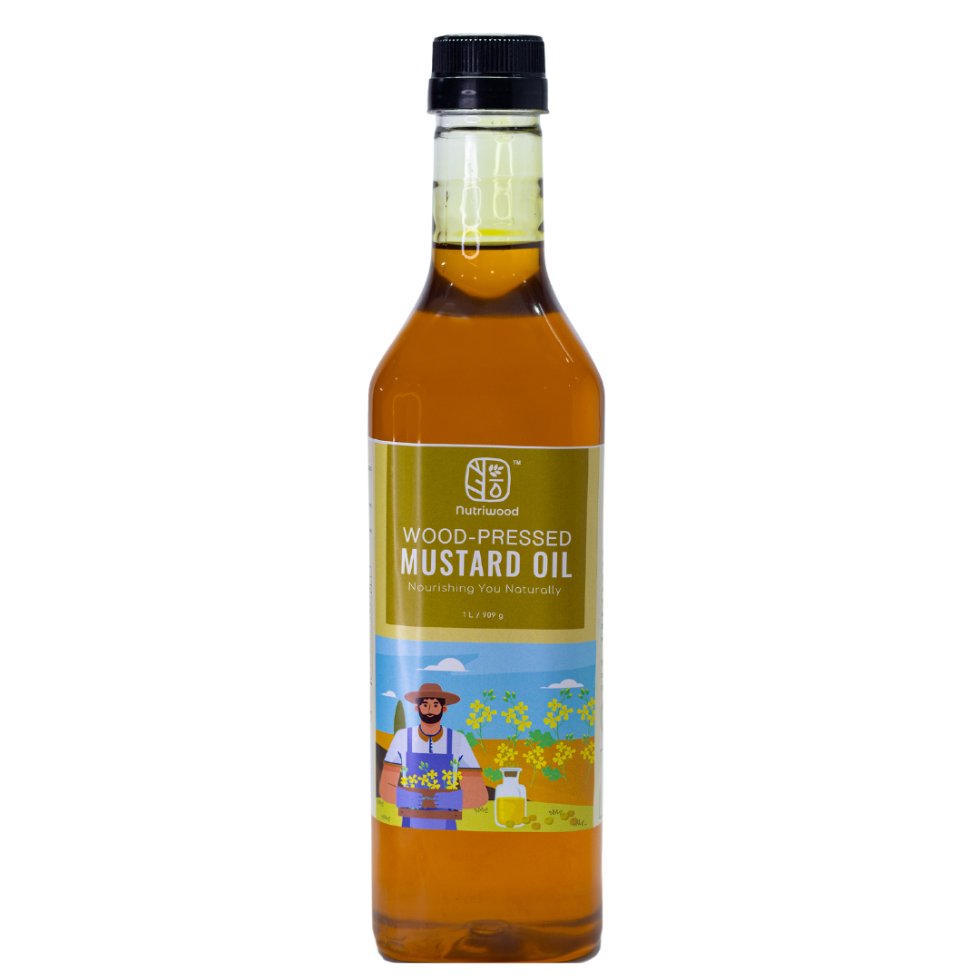 Nutriwood Wood Pressed Black Mustard Oil  Traditional Cold Pressed Unfiltered Cooking Oil | Kolhu/ Kacchi Ghani/ Chekku | Pure, Natural and Healthy Cold Pressed Mustard Oil for Cooking