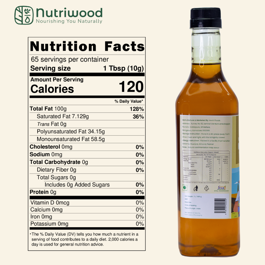 Nutriwood Wood Pressed Black Mustard Oil  Traditional Cold Pressed Unfiltered Cooking Oil | Kolhu/ Kacchi Ghani/ Chekku | Pure, Natural and Healthy Cold Pressed Mustard Oil for Cooking