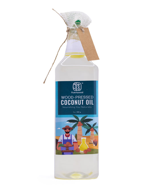 Nutriwood Cold Pressed Coconut Oil | Traditional Wood Pressed Coconut Cooking Oil | Kolhu/Kacchi Ghani/Chekku | Pure, Natural and Healthy Cold Pressed Coconut Oil for Cooking